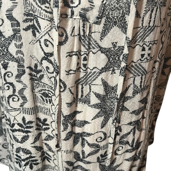 Free People Mia Tunic Blouse Cream Black Aztec Print Boho Long Sleeve Top XS - Picture 10 of 16